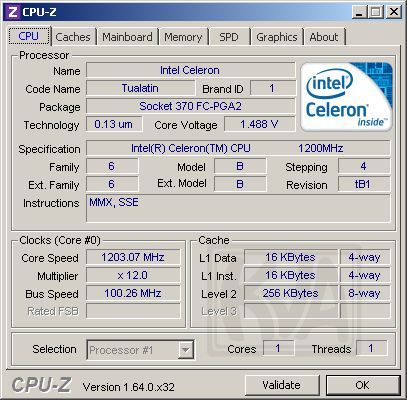 screen z CPU-Z celerona 1200